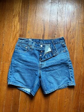 Levi's High-Waist Button-Fly Denim Shorts in Blue